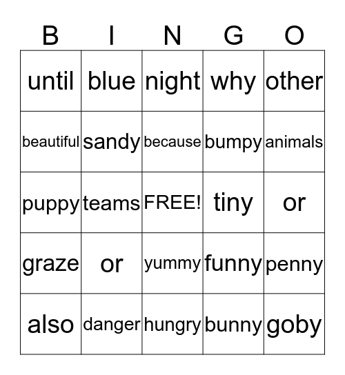 Animal Teams Bingo Card