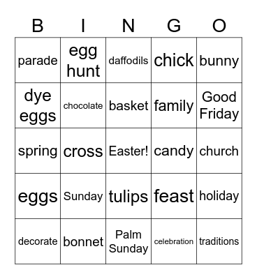 Easter Bingo Card