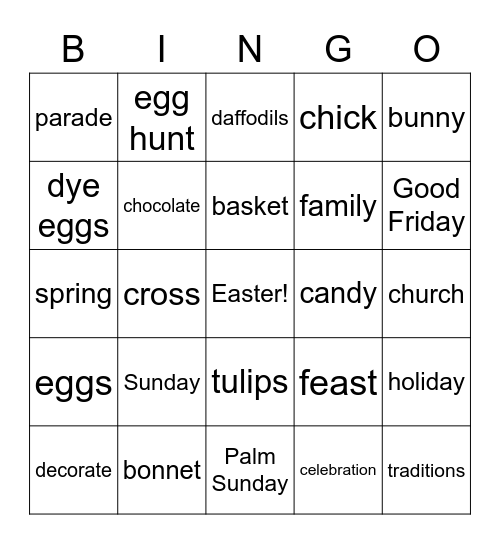 Easter Bingo Card