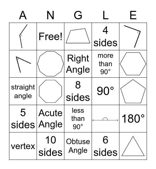 Angles Bingo Card