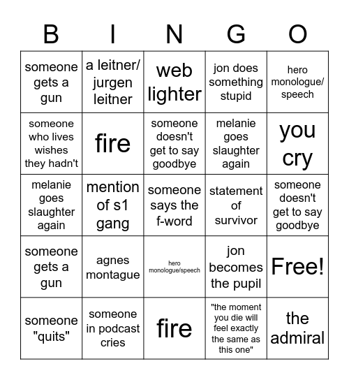 tma finale Bingo Card