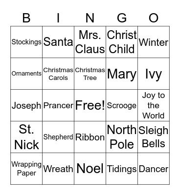 CHRISTMAS Bingo Card