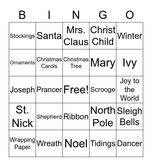 CHRISTMAS Bingo Card