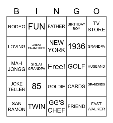Poppy Bingo Card