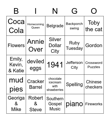 Judy's 80th Birthday Bash Bingo Card