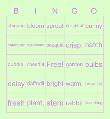 CCS S-P-R-I-N-G-O Bingo Card