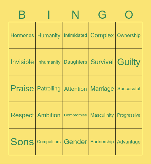 We Should All Be Feminists Bingo Card