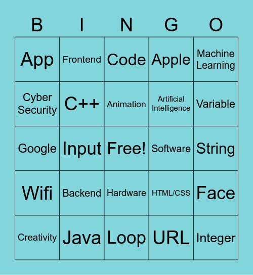Computer Science Game Day Bingo! Bingo Card