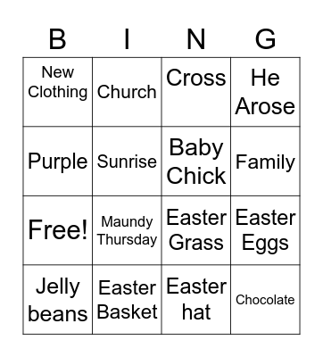 Easter  Bingo Card