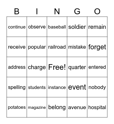 R'n'Bingo Card