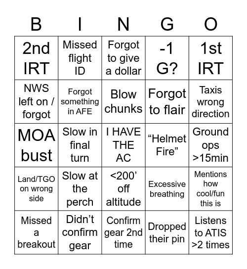 Stans Dollar Ride Bingo Card