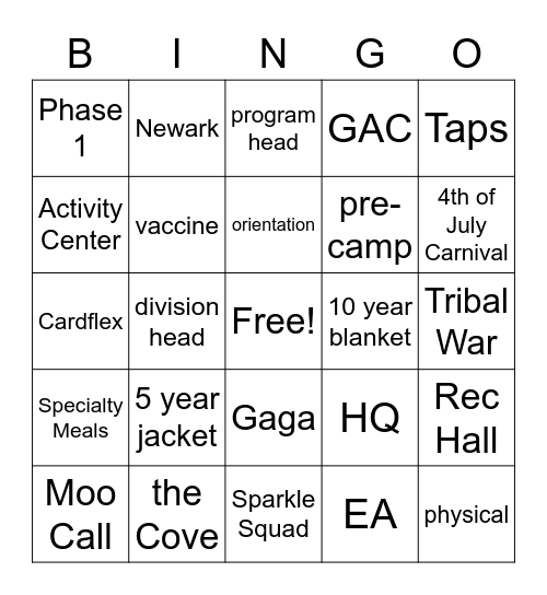 Catching Up With Camp Weequahic Bingo Card