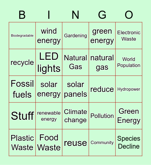 Sustainability Merit Badge Bingo Card