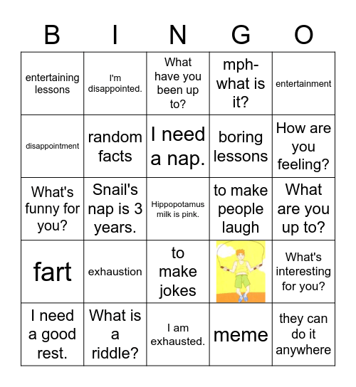 What did you learn today? Bingo Card
