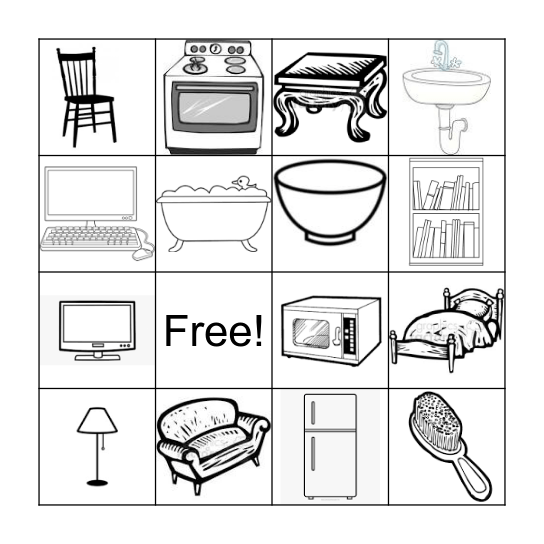 Household Objects Bingo Card