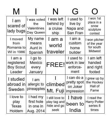 MINGLIN' BINGO Card