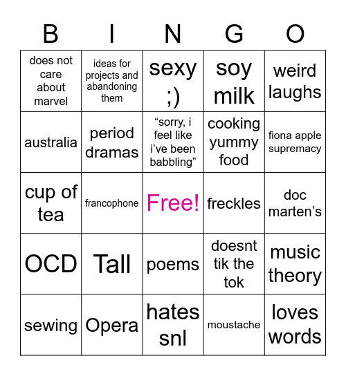 BINGEAUX Bingo Card
