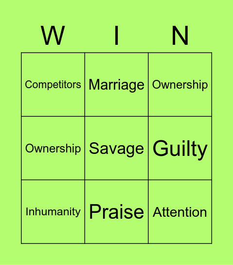 We Should All Be Feminists Bingo Card