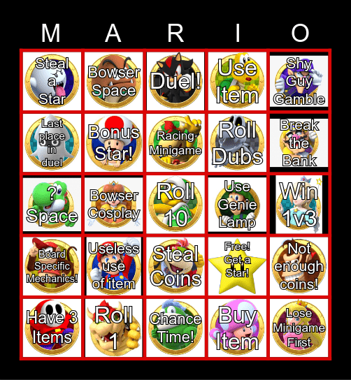 Mario Party Bingo Card