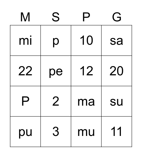 Burbujitas Alegres DLI Bingo Card