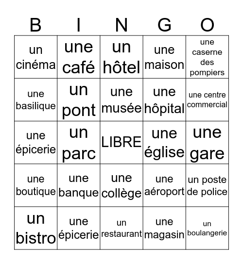 La Ville Bingo Card
