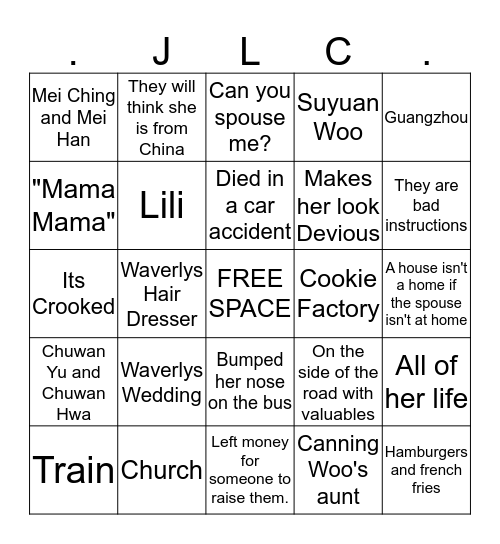 Chapter 15-16 JLC Bingo  Bingo Card