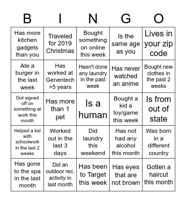 People Bingo Card