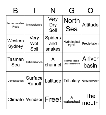 Flood Bingo! Bingo Card