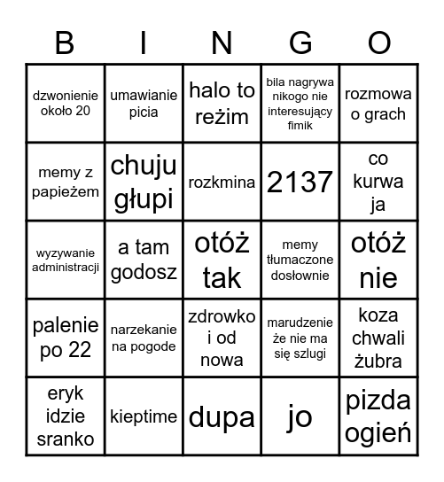 SAS BINGO Card