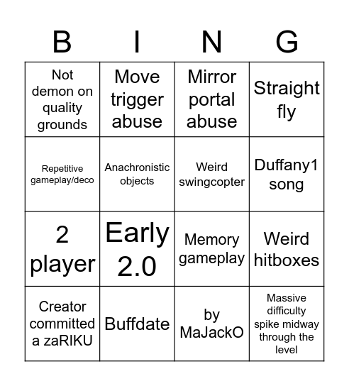 Hardest hards/harders/insanes list bingo Card