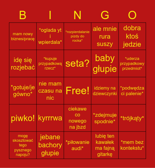 Szymon teraz wiem Bingo Card