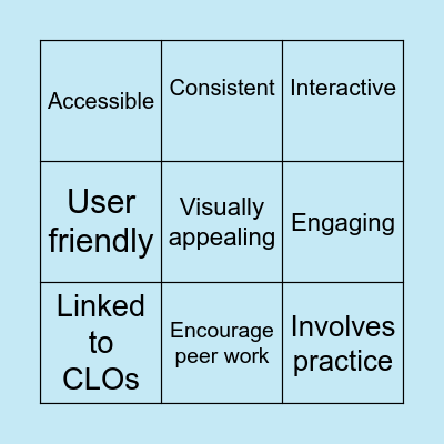 Transitioning Effectively to Online Teaching Bingo Card