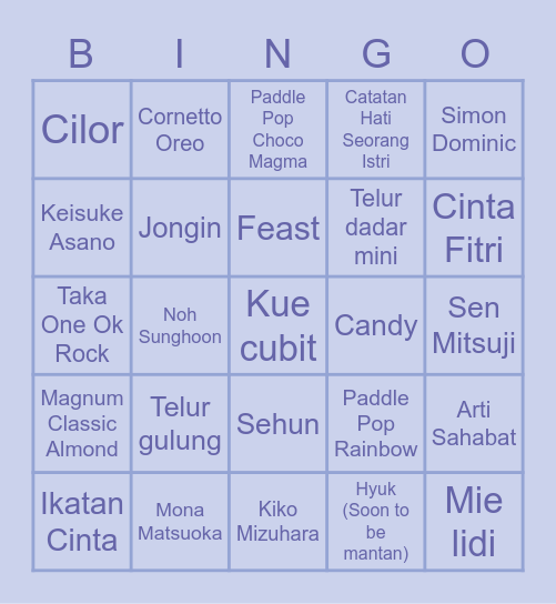 KSEULGI3WP Bingo Card