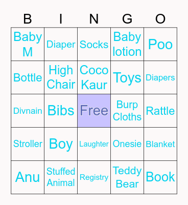 Anu's Babyshower Bingo! Bingo Card