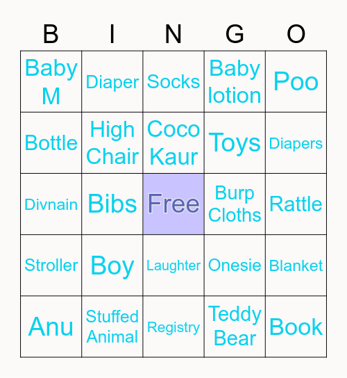 Anu's Babyshower Bingo! Bingo Card