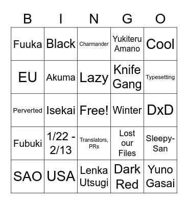 ZeniX Bingo Card