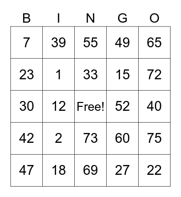 Annie - 10056955 Bingo Card