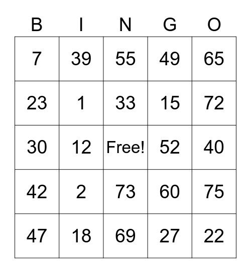 Annie - 10056955 Bingo Card