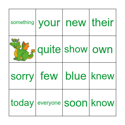 Unit 4 Sight Words Bingo Card
