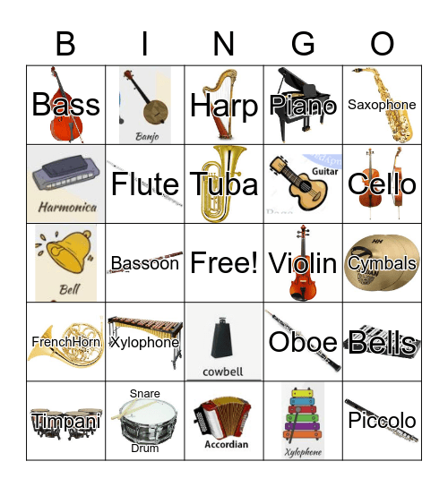 Musical Instruments Bingo Card