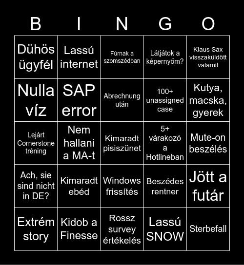 People Support Team Bingo Card