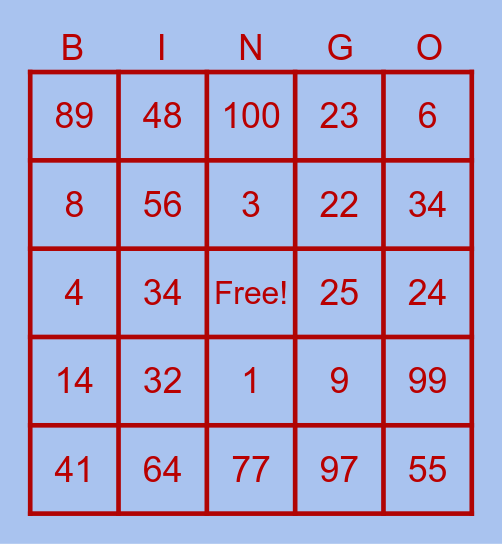 American Bingo Card