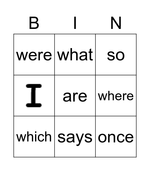 Tricky words Bingo Card