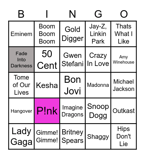 2000's Music Quiz! Bingo Card