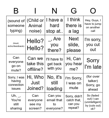 Conference Call Bingo Card