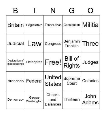 Government Bingo Card