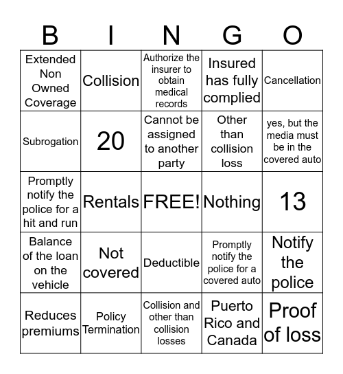 Chapter 4 Bingo Card