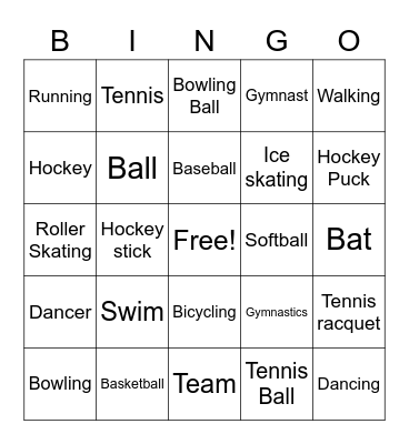Sports Bingo Card