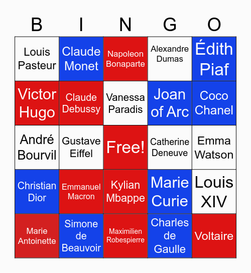 Francophone People Bingo! Bingo Card
