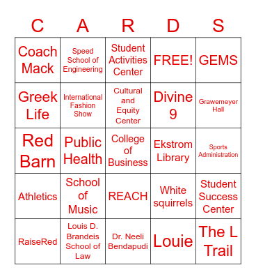 UofL Bingo Card
